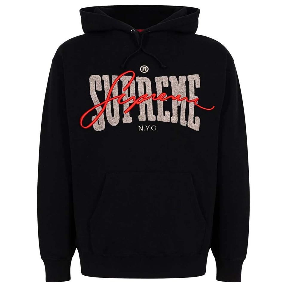 Supreme Embroide Chenilles Hoodie Black | PH483EX