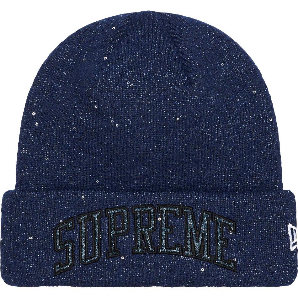 Supreme New Era® Metallic Arc Beanie Hats Navy | PH145EX