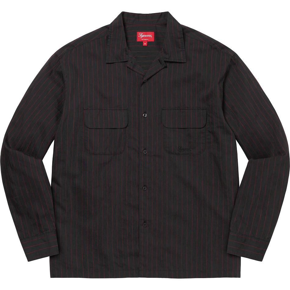 Supreme Pinstripe Linen Shirts Black | PH374BC