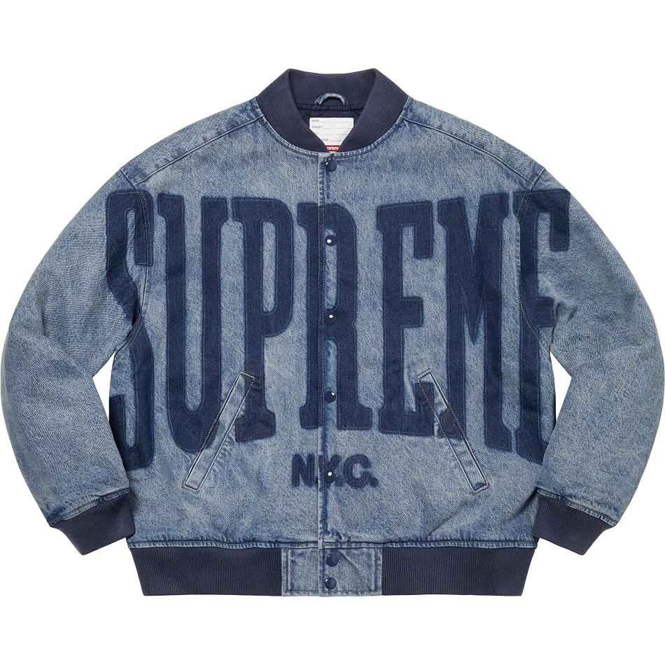 Supreme Washed Knockout Denim Varsity Jackets Navy | PH437OR