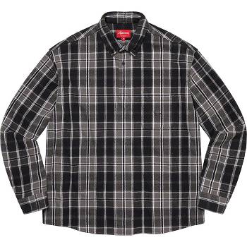 Supreme Pullover Plaid Flannel Shirts Black | PH379EX