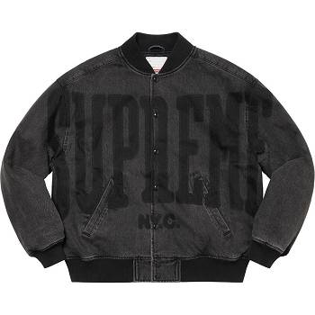 Supreme Washed Knockout Denim Varsity Jackets Black | PH439AP